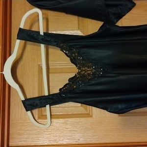Sexy, Simple,Black Negligee with center Lace inset